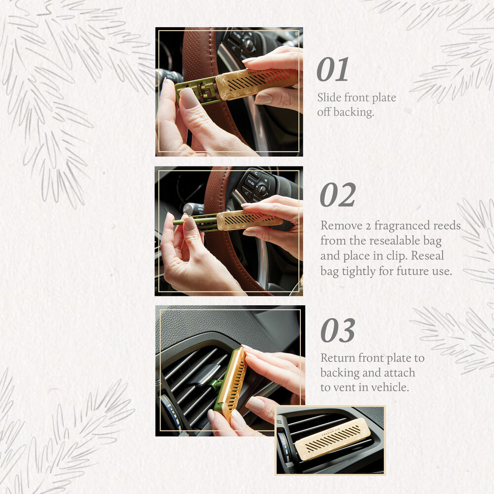 Thymes Frasier Fir Car Diffuser Kit how to use image number 2